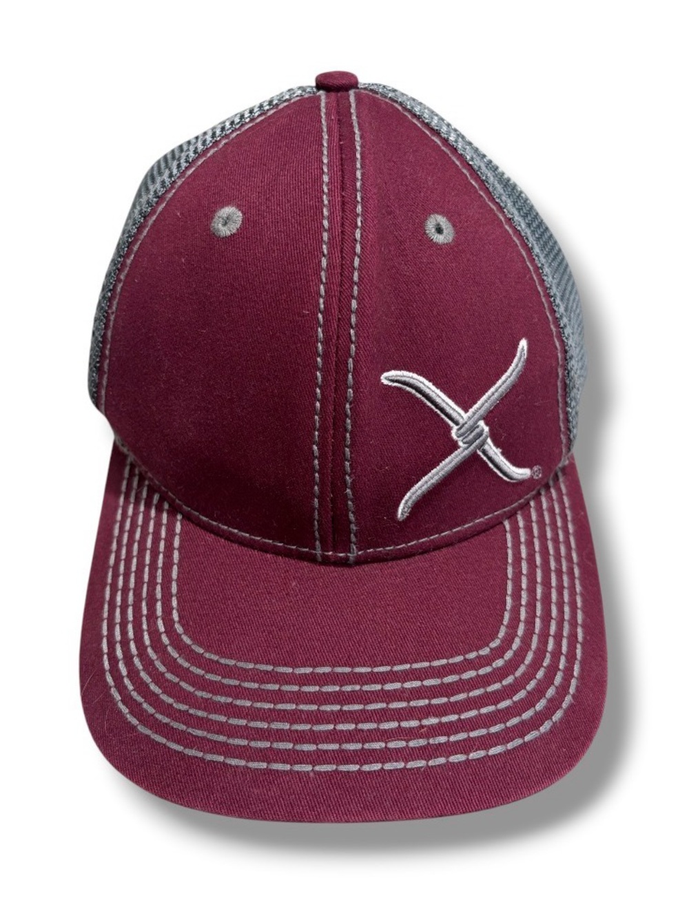 Twisted X Trucker Hat Mesh Back Burgundy Gray Ball Cap